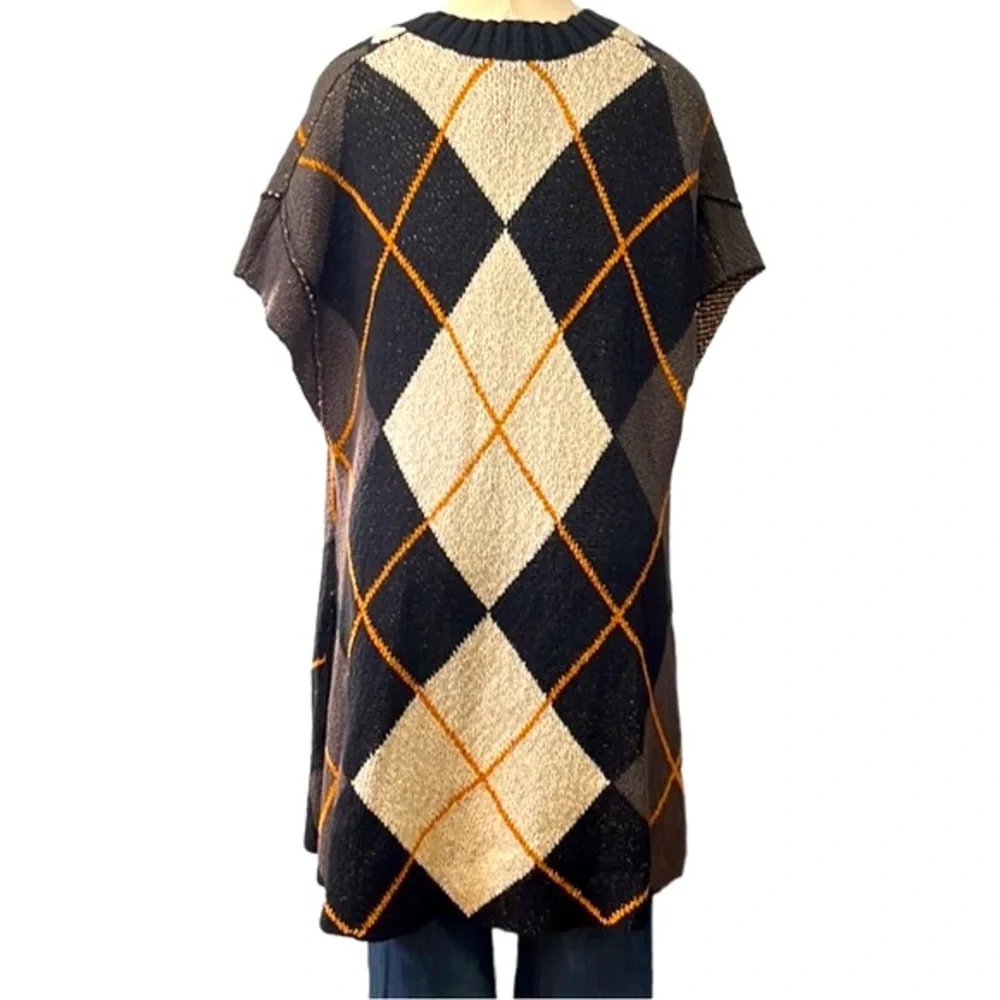 Free People Argyle Swing Chunky Knit Cardigan Dress, Medium - Picture 14 of 16